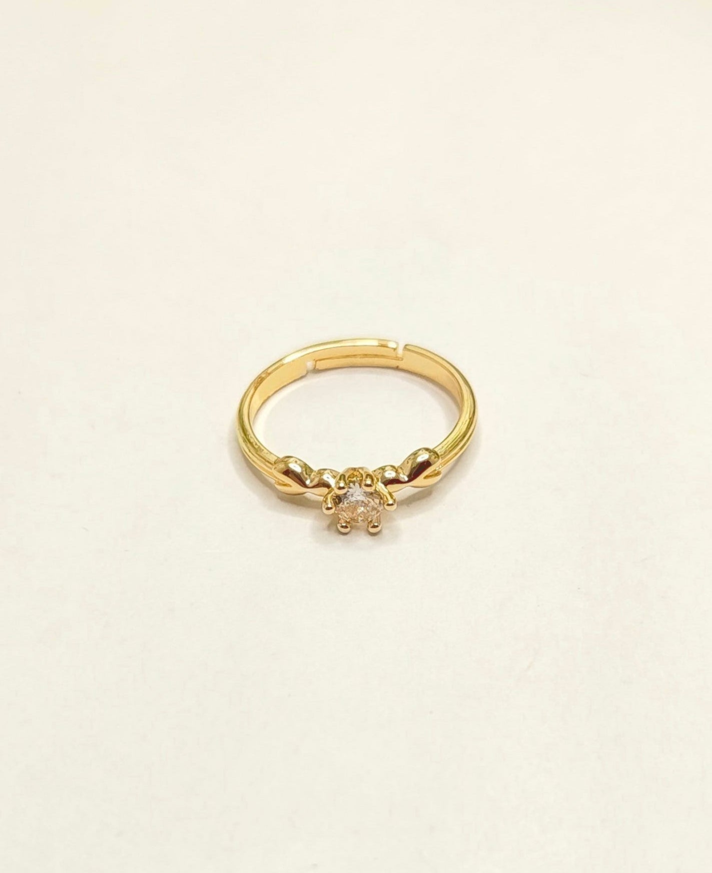 Gold-Plated Solitaire Twisted Band Ring