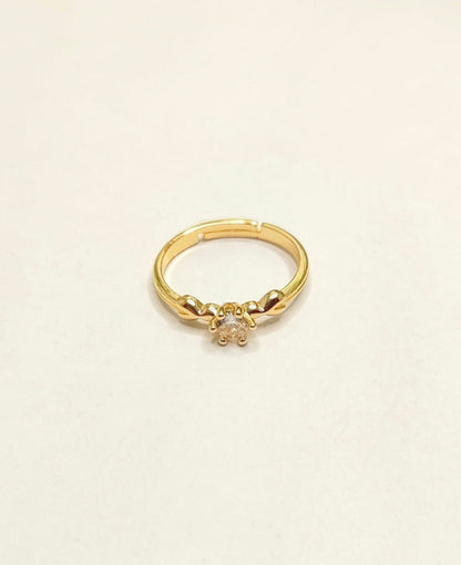 Gold-Plated Solitaire Twisted Band Ring