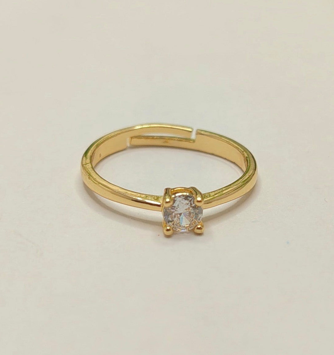Gold-Plated Classic Solitaire Adjustable Ring