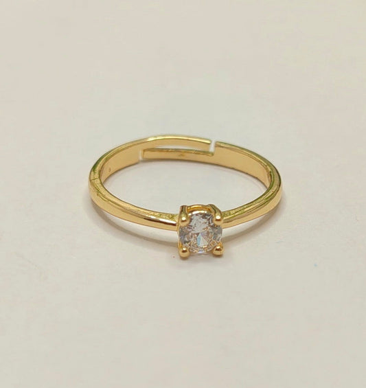 Gold-Plated Classic Solitaire Adjustable Ring