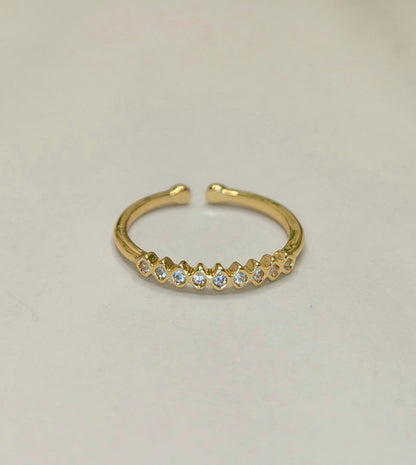 Anti Tarnish Geometric CZ Adjustable Ring