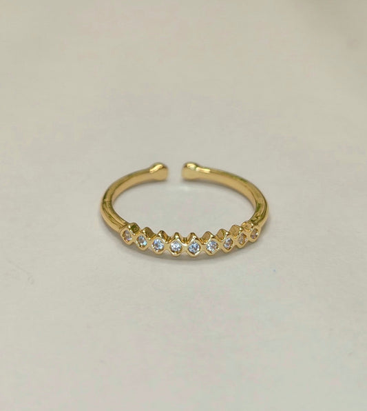 Anti Tarnish Geometric CZ Adjustable Ring