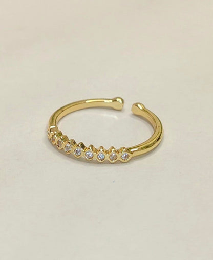 Anti Tarnish Geometric CZ Adjustable Ring