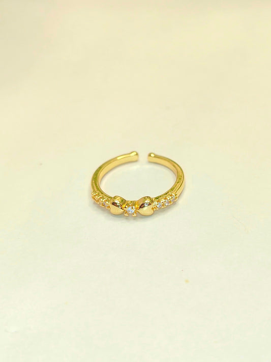 Anti-Tarnish Heart Motif Adjustable Ring