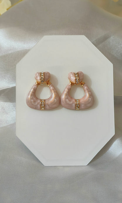 Anti-Tarnish Pink Enamel Heart Drop Earrings