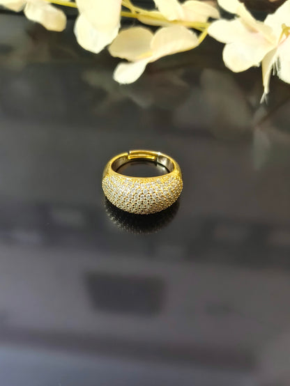 18K Gold-Plated Pave Dome Statement Ring