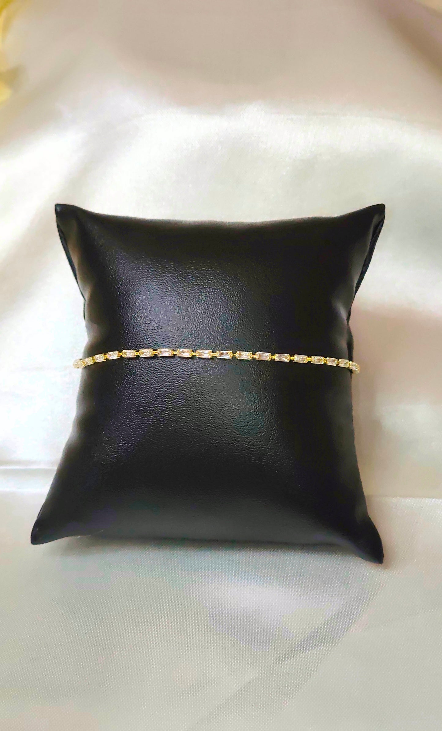 18K Gold Plated Anti-Tarnish Baguette Zircon Tennis Bracelet