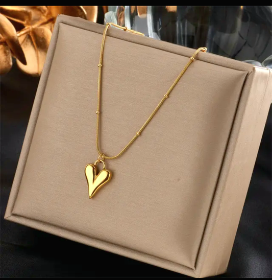 Anti-Tarnish Gold Heart Pendant Necklace
