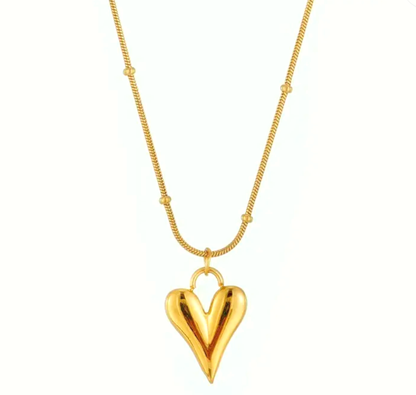 Anti-Tarnish Gold Heart Pendant Necklace