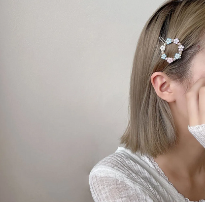Floral Pastel Resin Hair Clips Set