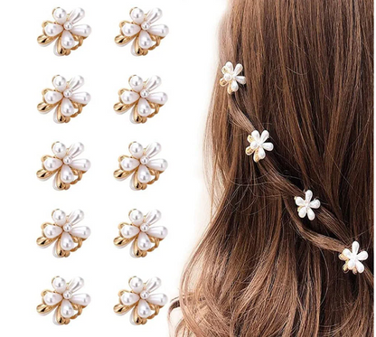 Pearl Floral Mini Hair Claw Set | Pack of 10