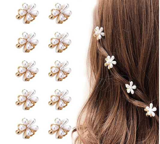 Pearl Floral Mini Hair Claw Set | Pack of 10