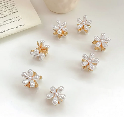 Pearl Floral Mini Hair Claw Set | Pack of 10