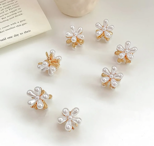 Pearl Floral Mini Hair Claw Set | Pack of 10