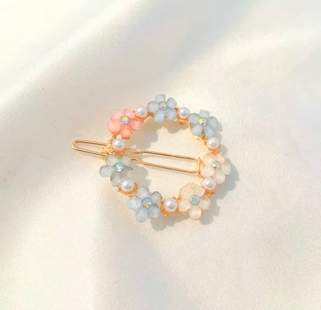 Floral Pastel Resin Hair Clips Set