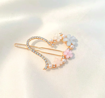Floral Pastel Resin Hair Clips Set