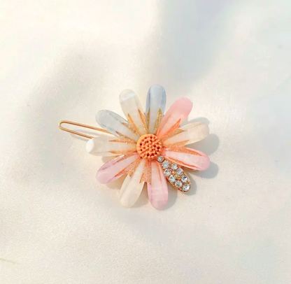 Floral Pastel Resin Hair Clips Set