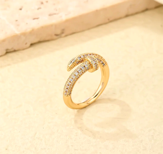 Anti-Tarnish 18K Gold Plated Nail Ring