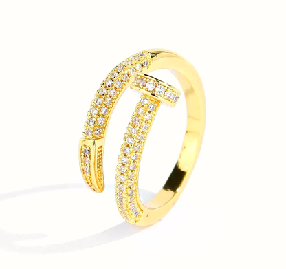 Anti-Tarnish 18K Gold Plated Nail Ring