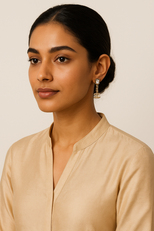 18K Gold-Plated CC Chain Drop Earings