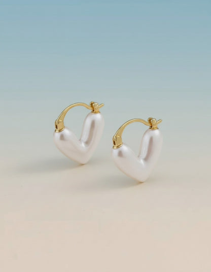 Heart Bloom Enamel Hoop Earrings – Gold-Plated Romantic Huggies
