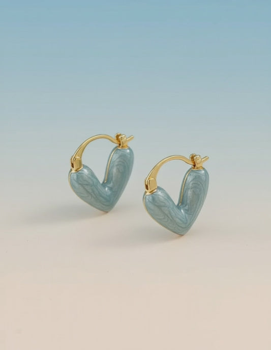Heart Bloom Enamel Hoop Earrings – Gold-Plated Romantic Huggies