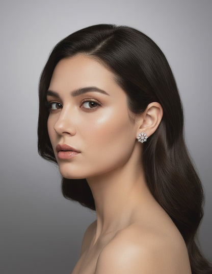 Women’s crystal flower stud earrings for parties