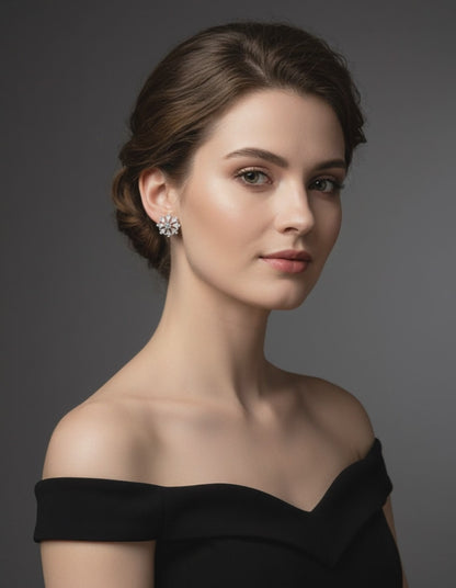 Women’s crystal flower stud earrings for parties