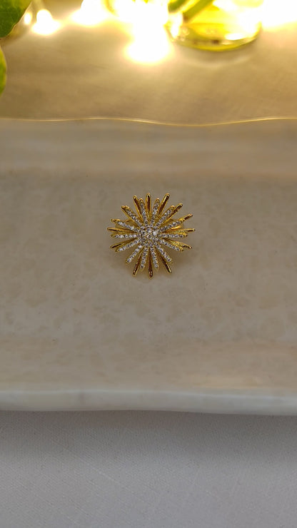 18K Gold-Plated Sunburst Adjustable Statement Ring