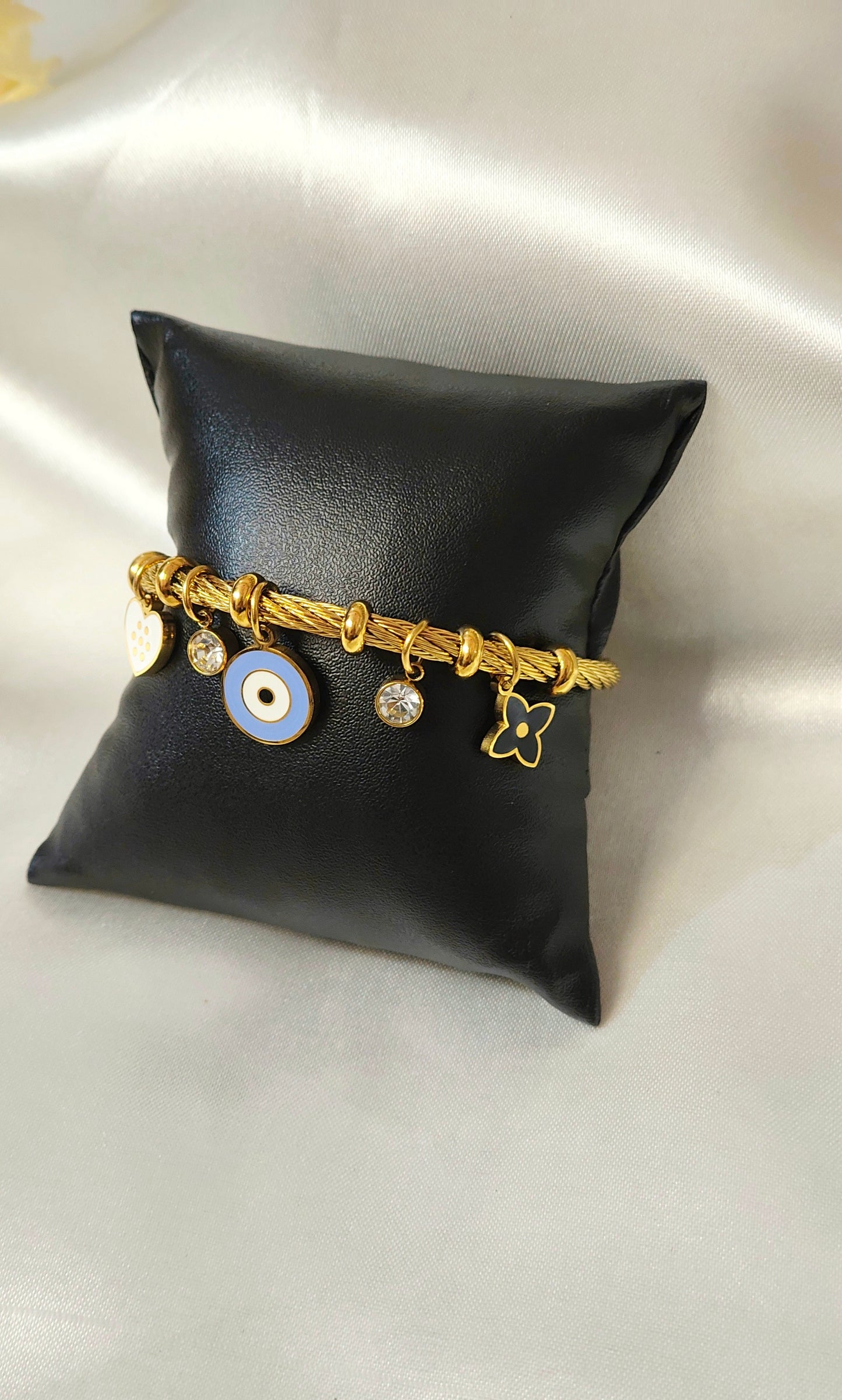 Antitarnish 18K Gold-Plated Evil Eye Charm Bracelet