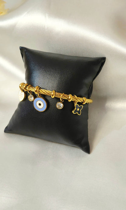 Antitarnish 18K Gold-Plated Evil Eye Charm Bracelet