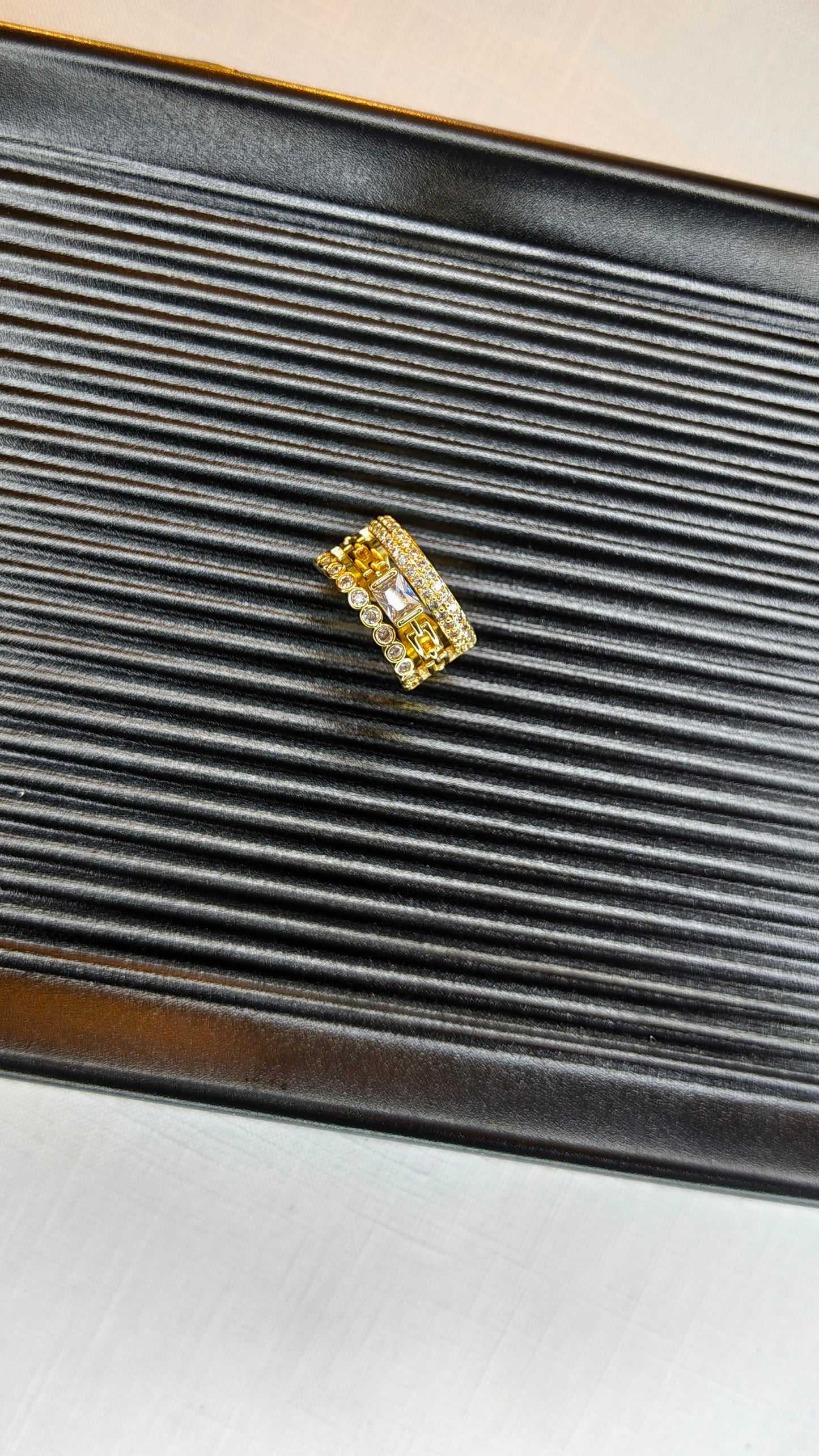 18k Gold plated Geometric Anti-Tarnish Crystal Ring