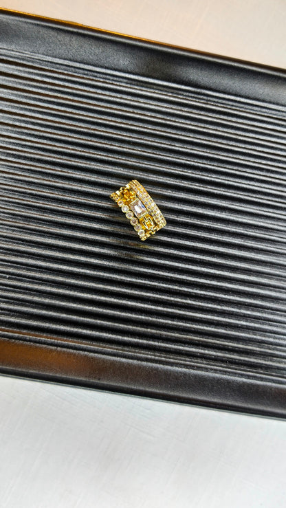 18k Gold plated Geometric Anti-Tarnish Crystal Ring