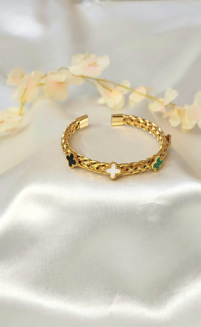 Clover Charm Braided Gold-Plated antitarnish Bracelet