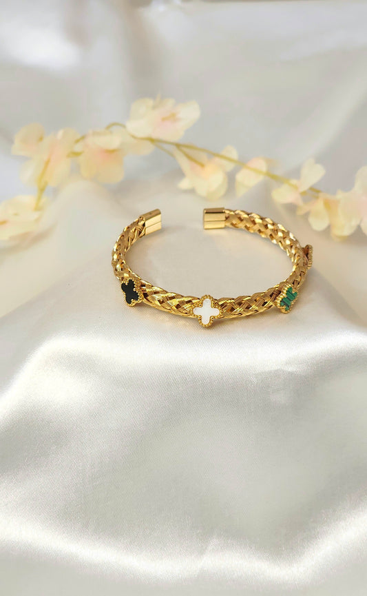 Clover Charm Braided Gold-Plated antitarnish Bracelet