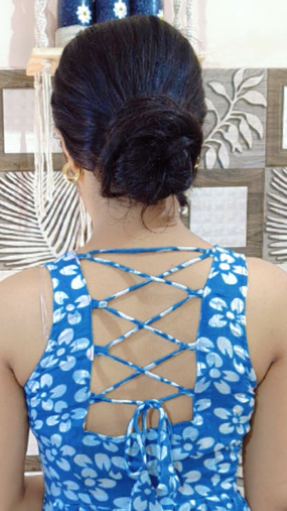 Stunning Blue Floral Midi Dress - Perfect for Every Occasion