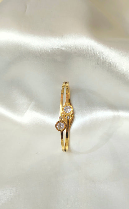 Elegant Twin Solitaire Gold-Plated Bracelet