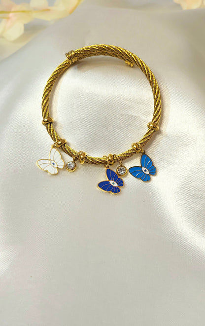 Antitarnish 18K Gold-Plated Butterfly Charm Bracelet