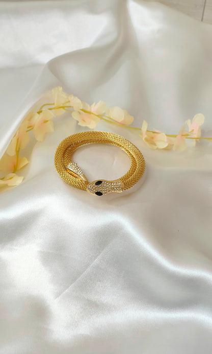 Serpent Motif  Gold-Plated Bracelet
