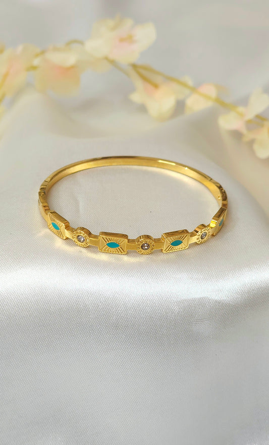 Enamel Studded antitarnish Gold-Plated Bracelet