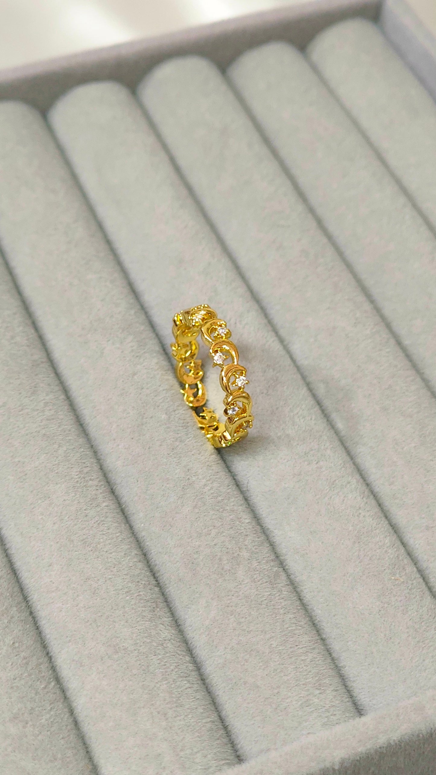 Star & moon pattern anti tranish gold plated ring