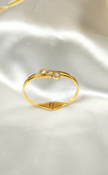 Elegant Twin Solitaire Gold-Plated Bracelet