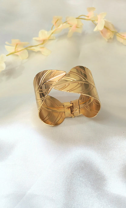 Anti tarnish Gold-Plated Leaf Cuff Bracelet