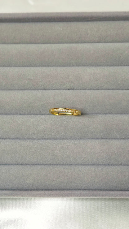 Gold-Plated Slim CZ Band Ring