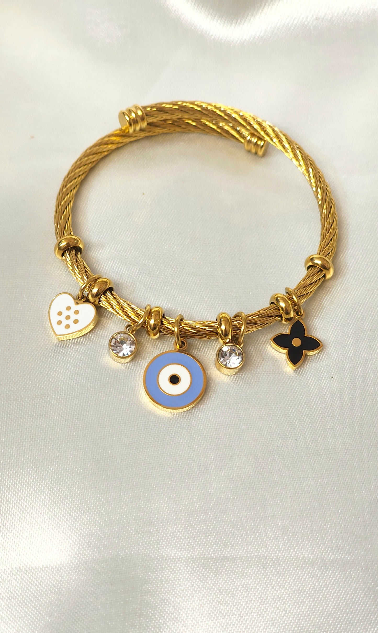 Antitarnish 18K Gold-Plated Evil Eye Charm Bracelet