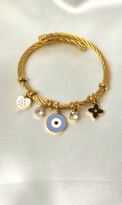 Antitarnish 18K Gold-Plated Evil Eye Charm Bracelet