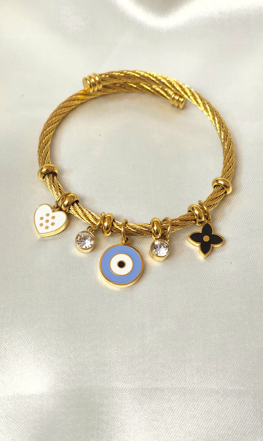 Antitarnish 18K Gold-Plated Evil Eye Charm Bracelet