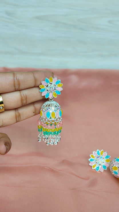 Colorful Floral Jhumka for Festive Wear
