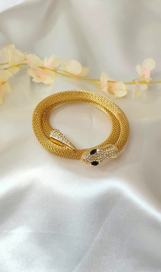 Serpent Motif  Gold-Plated Bracelet
