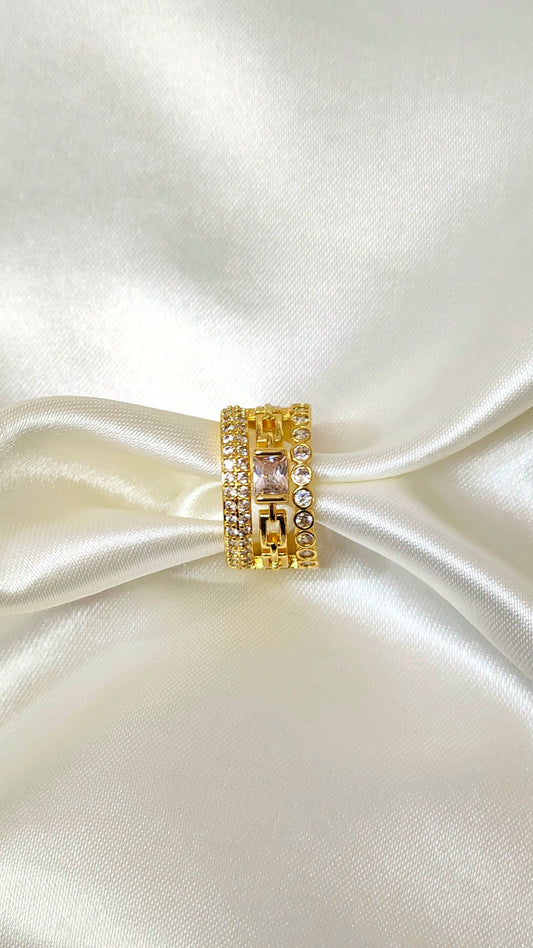 18k Gold plated Geometric Anti-Tarnish Crystal Ring